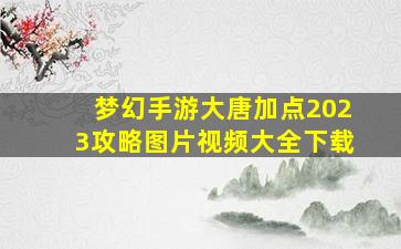 梦幻手游大唐加点2023攻略图片视频大全下载