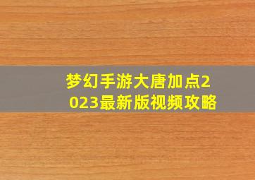 梦幻手游大唐加点2023最新版视频攻略