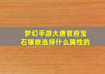 梦幻手游大唐官府宝石镶嵌选择什么属性的