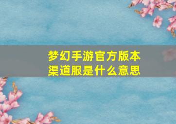 梦幻手游官方版本渠道服是什么意思