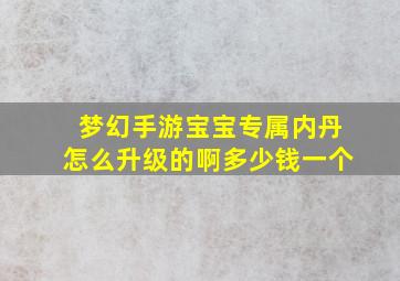 梦幻手游宝宝专属内丹怎么升级的啊多少钱一个