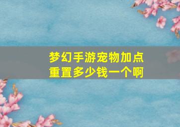 梦幻手游宠物加点重置多少钱一个啊