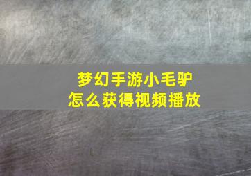 梦幻手游小毛驴怎么获得视频播放