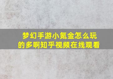 梦幻手游小氪金怎么玩的多啊知乎视频在线观看