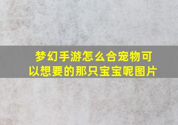 梦幻手游怎么合宠物可以想要的那只宝宝呢图片