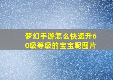 梦幻手游怎么快速升60级等级的宝宝呢图片