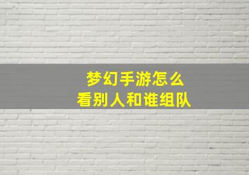 梦幻手游怎么看别人和谁组队