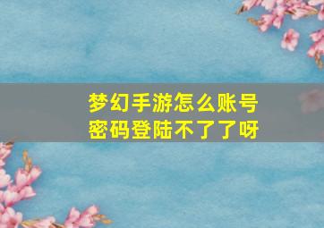 梦幻手游怎么账号密码登陆不了了呀