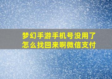 梦幻手游手机号没用了怎么找回来啊微信支付