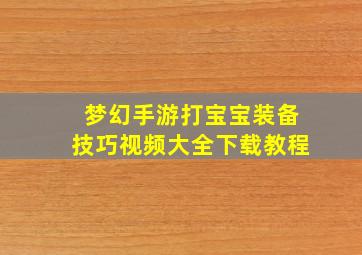 梦幻手游打宝宝装备技巧视频大全下载教程