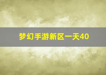 梦幻手游新区一天40