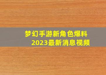 梦幻手游新角色爆料2023最新消息视频