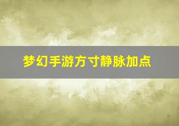 梦幻手游方寸静脉加点