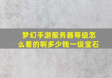 梦幻手游服务器等级怎么看的啊多少钱一级宝石