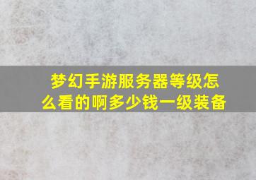 梦幻手游服务器等级怎么看的啊多少钱一级装备