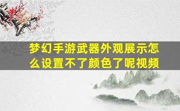 梦幻手游武器外观展示怎么设置不了颜色了呢视频