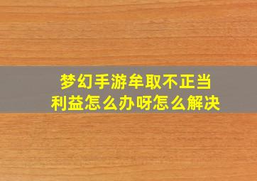 梦幻手游牟取不正当利益怎么办呀怎么解决