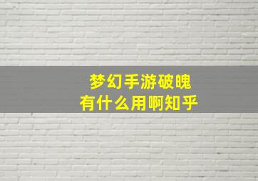 梦幻手游破魄有什么用啊知乎