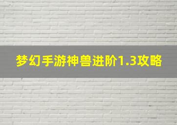 梦幻手游神兽进阶1.3攻略