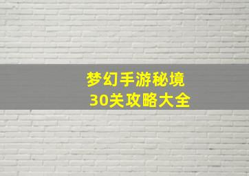 梦幻手游秘境30关攻略大全