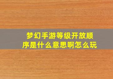 梦幻手游等级开放顺序是什么意思啊怎么玩