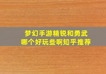 梦幻手游精锐和勇武哪个好玩些啊知乎推荐