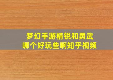 梦幻手游精锐和勇武哪个好玩些啊知乎视频