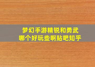 梦幻手游精锐和勇武哪个好玩些啊贴吧知乎