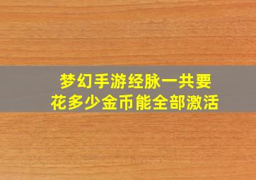 梦幻手游经脉一共要花多少金币能全部激活