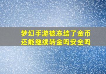 梦幻手游被冻结了金币还能继续转金吗安全吗