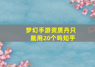 梦幻手游资质丹只能用20个吗知乎