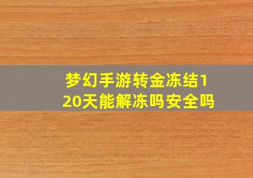 梦幻手游转金冻结120天能解冻吗安全吗