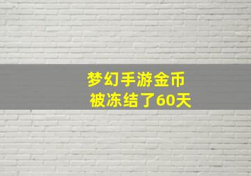 梦幻手游金币被冻结了60天