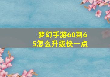 梦幻手游60到65怎么升级快一点