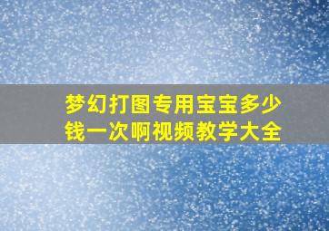 梦幻打图专用宝宝多少钱一次啊视频教学大全