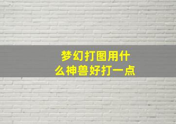 梦幻打图用什么神兽好打一点