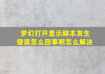 梦幻打开显示脚本发生错误怎么回事啊怎么解决