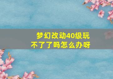 梦幻改动40级玩不了了吗怎么办呀