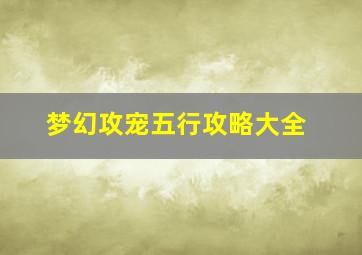 梦幻攻宠五行攻略大全