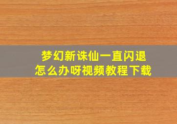 梦幻新诛仙一直闪退怎么办呀视频教程下载