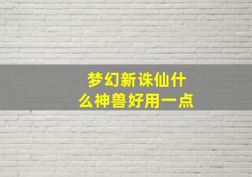 梦幻新诛仙什么神兽好用一点