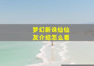 梦幻新诛仙仙友介绍怎么看