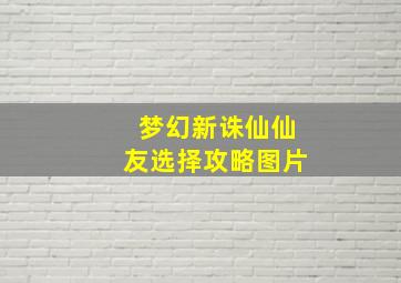 梦幻新诛仙仙友选择攻略图片