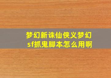 梦幻新诛仙侠义梦幻sf抓鬼脚本怎么用啊