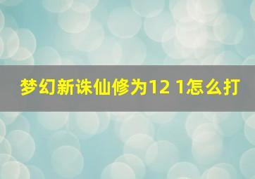 梦幻新诛仙修为12+1怎么打