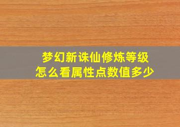 梦幻新诛仙修炼等级怎么看属性点数值多少