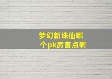 梦幻新诛仙哪个pk厉害点啊