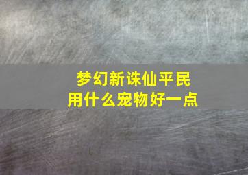 梦幻新诛仙平民用什么宠物好一点