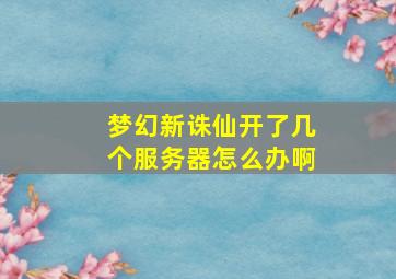 梦幻新诛仙开了几个服务器怎么办啊