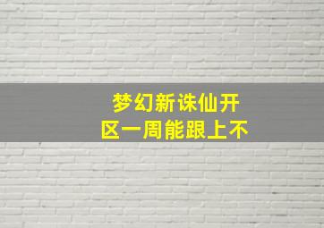 梦幻新诛仙开区一周能跟上不